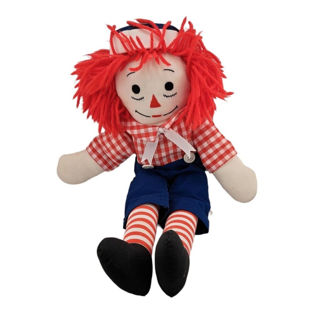 Vintage Homemade Raggedy Ann & Andy Doll Sailor Crafters Handmade Folk Yarn Hair